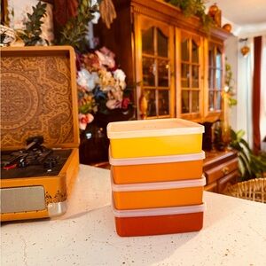 Stackable Orange and Yellow Storage Containers